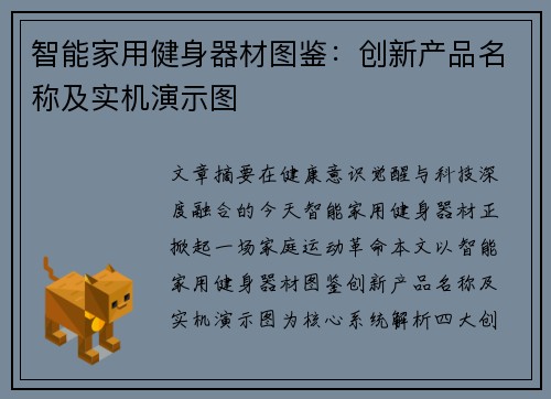 智能家用健身器材图鉴：创新产品名称及实机演示图