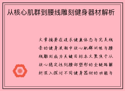 从核心肌群到腰线雕刻健身器材解析